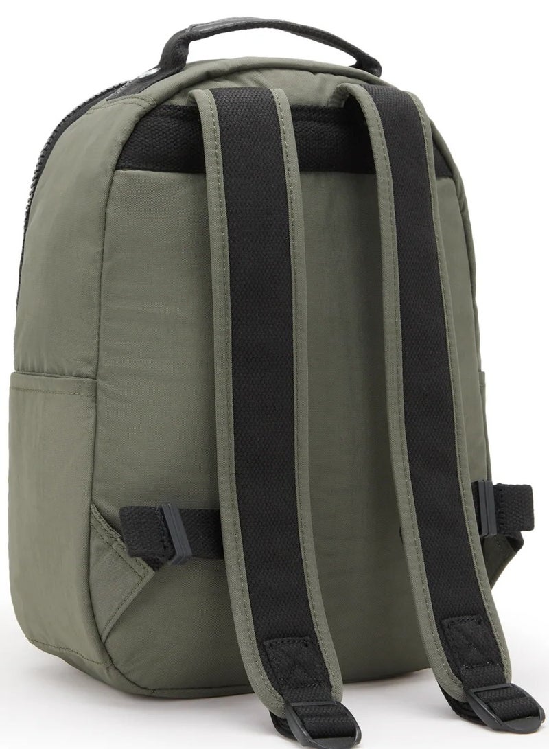 kipling Seoul Small Unisex Backpack (With Laptop Protection) - Green Moss - Image 2